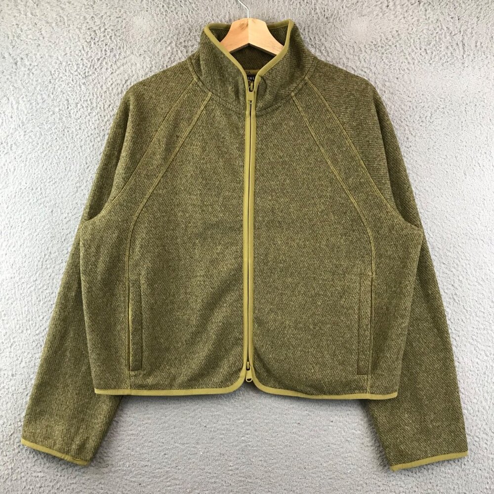 Athleta Full Zip Jacket Stand Up Collar Olive Green Women's Size L